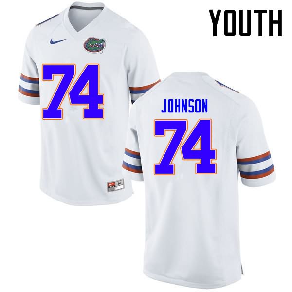 NCAA Florida Gators Fred Johnson Youth #74 Nike White Stitched Authentic College Football Jersey OFZ5564NN